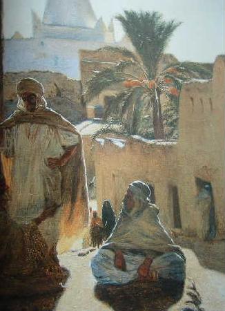 Jules Taupin LA DISCUSSION A BOU-SAADA France oil painting art
